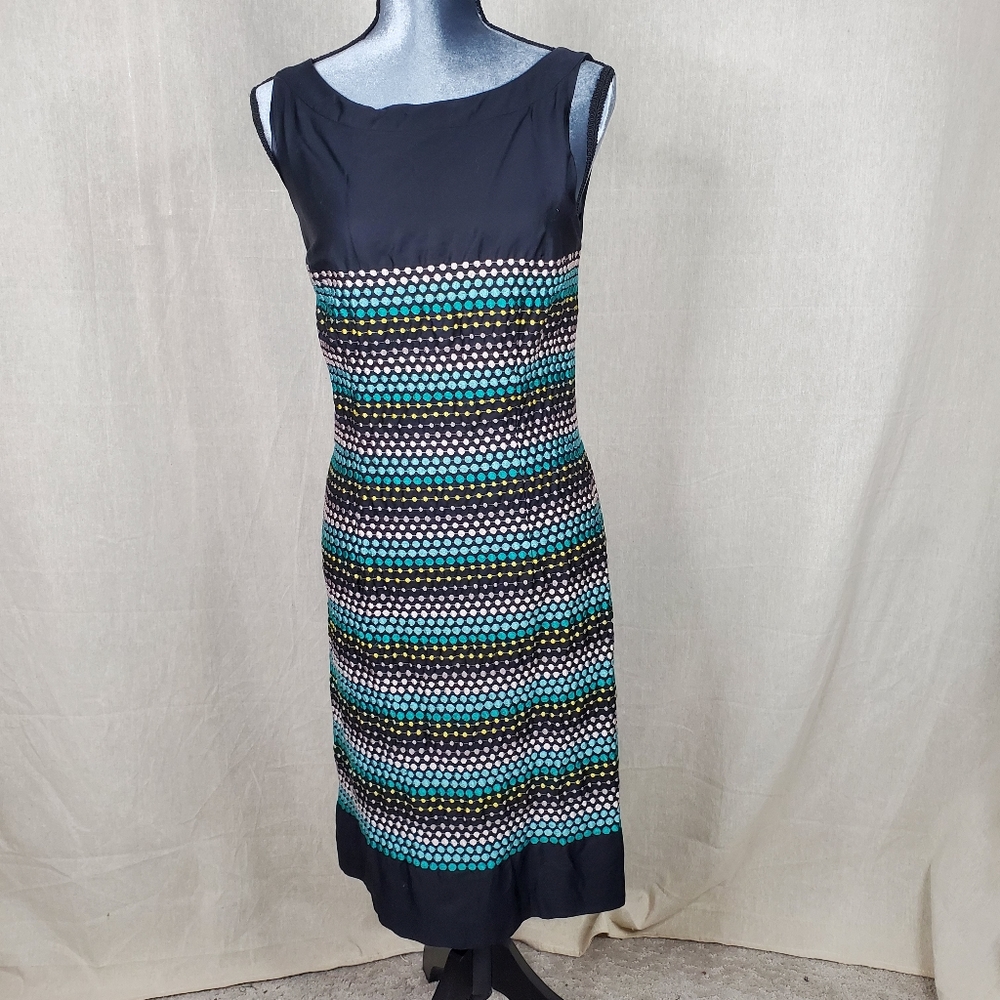 ♧ Monsoon Embroidered Sleeveless Sheath Dress Black Green Blue and Green